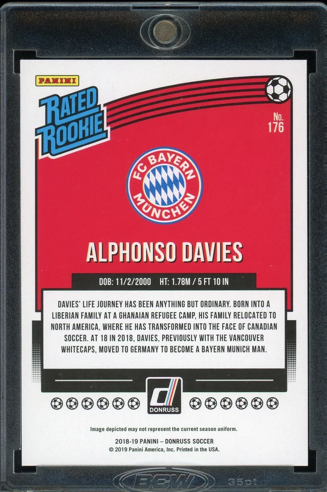 2018 Donruss "red press proof" ALPHONSO DAVIES rc rookie #176 TEAM CANADA - Image 2 of 2