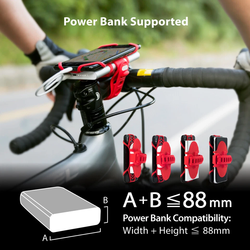 Bone Original Bike Tie Pro Pack 2 en 1 Soporte Cargador Teléfono Montaje Vástago Bicicleta - NEGRO Foto 3 de 4