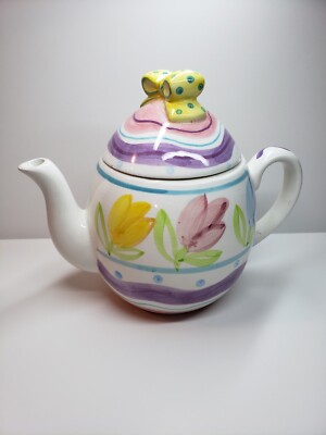 Easter Egg Teapot World Bazaar Inc Floral Flowers 