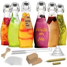 Nevlers 17 Oz Glass Bottle Set with Airtight Swing Top Stoppers (Pack of 6)
