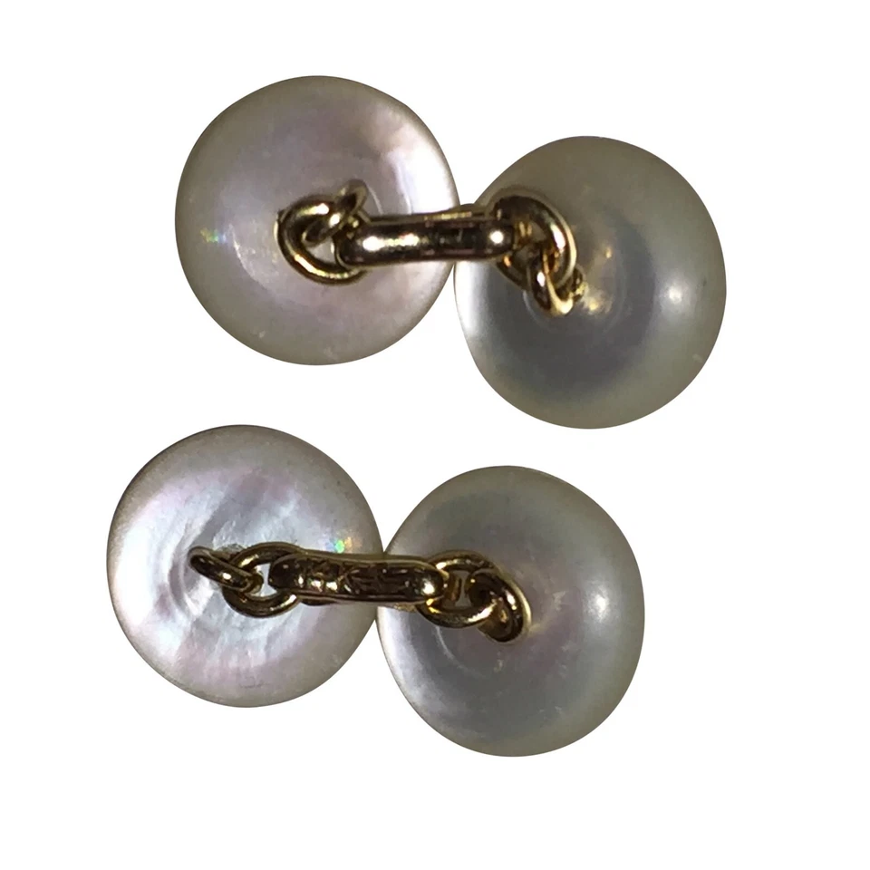 14 kt 黄金珍珠母贝壳袖扣 — 第 4/4 张图片