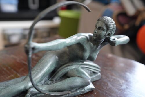 Art Déco Bronzefigur - Penthesilea - Archer Skulptur, sign. Bouraine - Bild 1 von 6