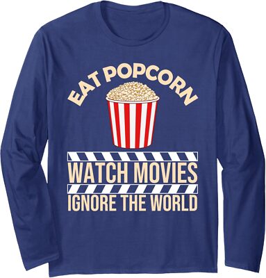 Funny Popcorn Movie Gift Cute Popped Corn Lover Long Sleeve Tshirt