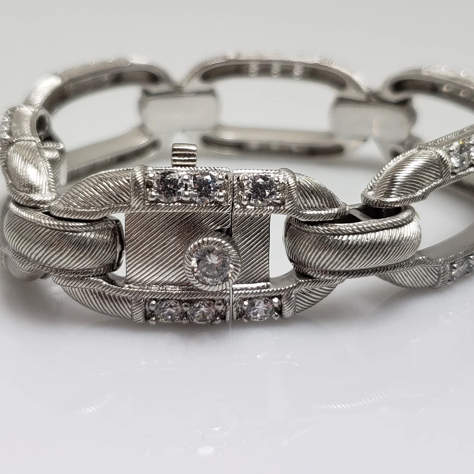 Brazalete de eslabones Judith Ripka de plata de ley Diamonique de 7" con cierre de seguridad Foto 4 de 4