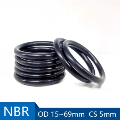 NO BRAND NBR O Ring Guarnizione Gomma Silicone CS 5mm OD 15~69mm Gomma Olio Rondella