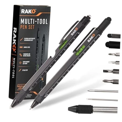 Multi-Tool 2Pc Pen Set - LED Light, Touchscreen Stylus, Multitool Pen Set