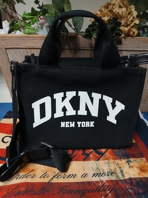 DKNY Women's  Hadlee Logo Tote Purse Black and White Shoulder Bag