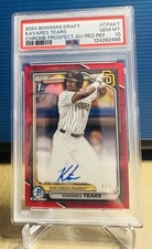 2024 Bowman Draft - Kavares Tears Auto Red /5 PSA 10 Pop. 1 San Diego Padres
