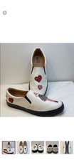 Love Moschino NWOT White Slip-Ons with Heart and Character Motif Size 9/40