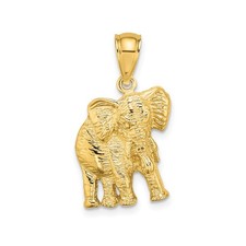 10k Yellow Gold Elephant Pendant Charm Animal Totem Symbolic Jewelry for Women