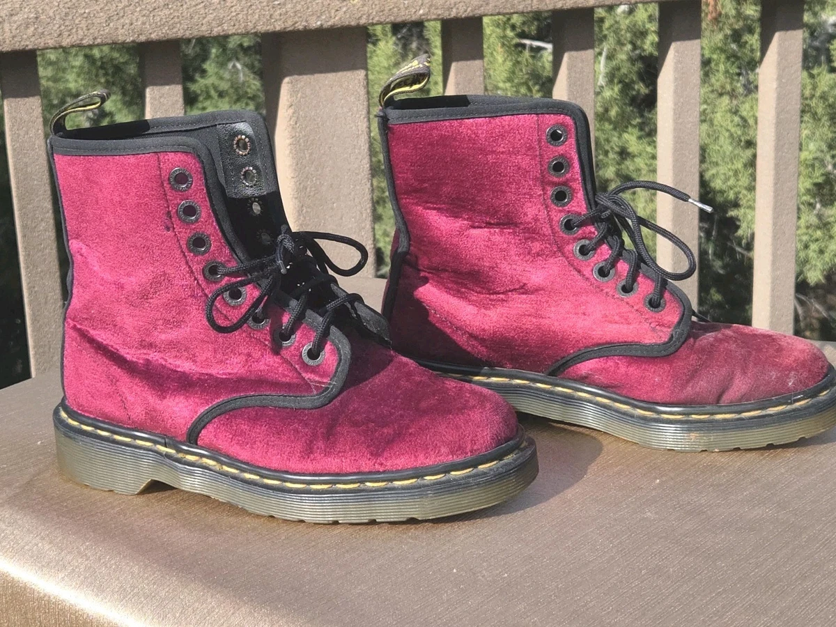 Doc Marten Platform Red Velvet Boots Dr. Martens Red Velvet Boots for Women for sale | eBay main image 4