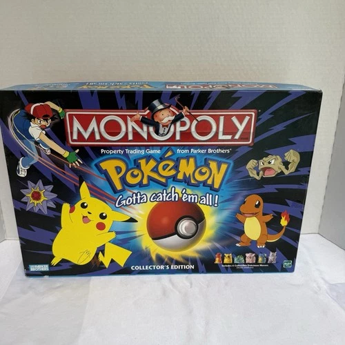 Vintage Pokemon Collector Edition MONOPOLY Board Game 1999 Kanto Hasbro Complete