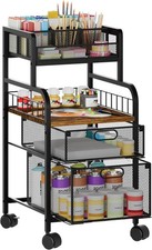 Rolling Cart with Drawers - Metal Craft Cart with Wheels, DIY Divider and Wood