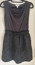 Ann Taylor Loft Dress Draped Neck Brocade Gray Cocktail Floral Blouson Sz 6