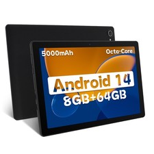 10.1 inch Android 14 Tablet 8GB RAM 64GB ROM 1TB TF Dual Camera Black White