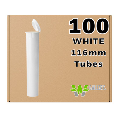 W Gallery 100 White 116mm Open Cap Pop Top Tubes