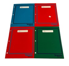 Vintage Mead Trapper Portfolio Folders Lot 4 Red Blue Green NOS Unused Unwritten
