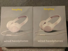 2 New heyday Wired On-Ear Headphones - 3.5mm Jack, Built-In Microphone, White