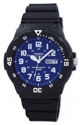 Casio Blaues Zifferblatt Timer-Lünette Tag/Datum MRW-200H-2B2V 100M Herrenuhr