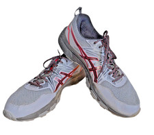 ASICS Gel Venture 8 MENS 11 PRE-OWNED Gray/Red Running Comfort Shoes/Sneakers