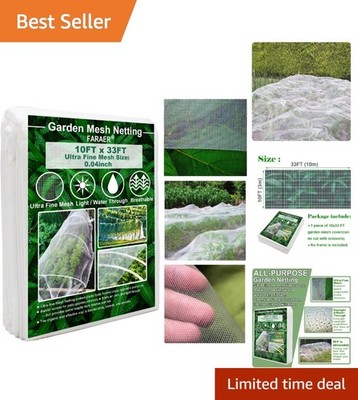 Durable 10x33 Ft Garden Netting - Ultra Fine Mesh for Fruits & Vegetables