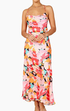 Floral Slip Dress Posse Floral Lace-Up Back Maxi Dress L