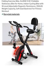 Folding Exercise Bike, SLUNSE 5 IN 1 Foldable Stationary Bike for Home, Indoo...