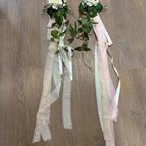 Wedding Floral Pew/Chair Bows with Lace and Ribbons (Set of 8)