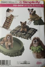 Simplicity 3960 Pattern No-Sew Pet Accessories Dog Coat, Collar, Bed UNCUT
