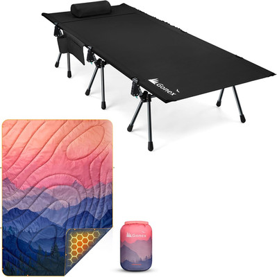 31.5'' Extra Wide Camping Cot & Camping Blanket with Aero-Warmth Tech Layer