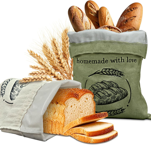 Linen Reusable Bread Bags for Homemade Bread & Sourdough - 2 Pack Breads Bags - - Bild 10 von 12
