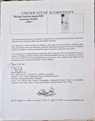 SIGNED Michael Jackson Envelope w COA GUARANTEED AUTHENTIC