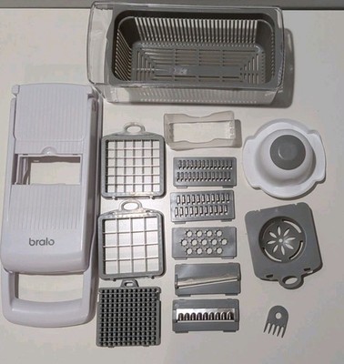 Bralo White Multi-Purpose Vegetable Chopper New  15 Pcs Dice Slice Chop