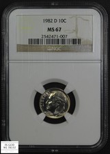 1982 D Roosevelt Dime 10C NGC MS 67