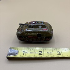Vintage Tin Lithograph Wind Up US ARMY Tank - Made in Japan 2.25" Untested