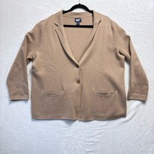 Cardigan donna Lands End marrone maglione blazer maglia bottoni tasche anteriori XL Petite