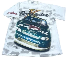Vintage Nascar Shirt Men Large White All Over Print Skoal Bandit 90s AOP Tee T 