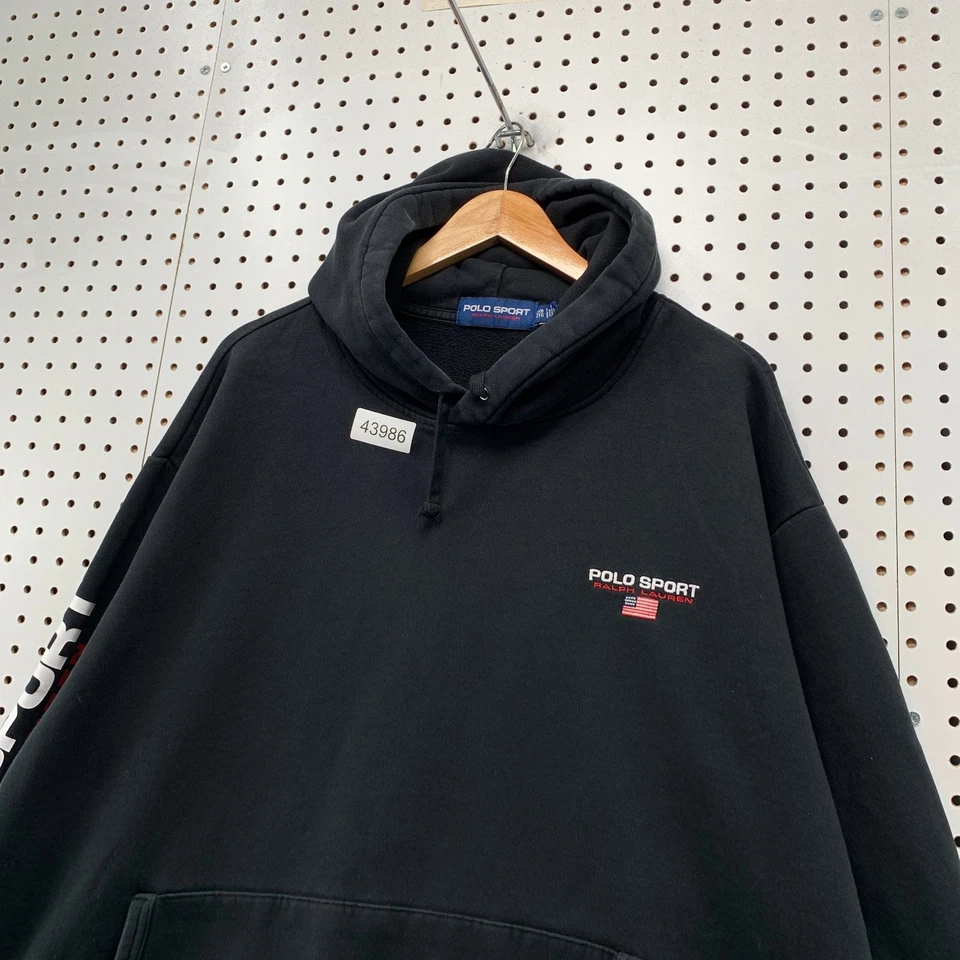 Polo Sport Ralph Lauren Sudadera con Capucha Para Hombres 2XB Grande 2XL Negro Polar Con Capucha Foto 4 de 4