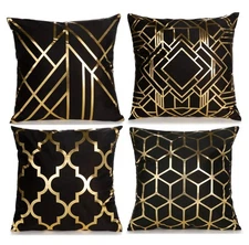 ZLINA Home Decorative Set of 4 Throw Pillow Covers Gold Foil 18 × Inch