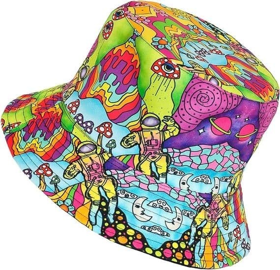 Adult 1960s Psychedelic Bucket Hat Retro Fancy Dress
