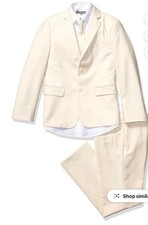 Geoffrey Beene Boy's Modern Fit 5-Piece Notch Lapel Suit Set- Off White - Size 2