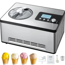 Automatic Ice Cream Maker with Built-in Compressor 2Quart No Pre-freezing Yogurt