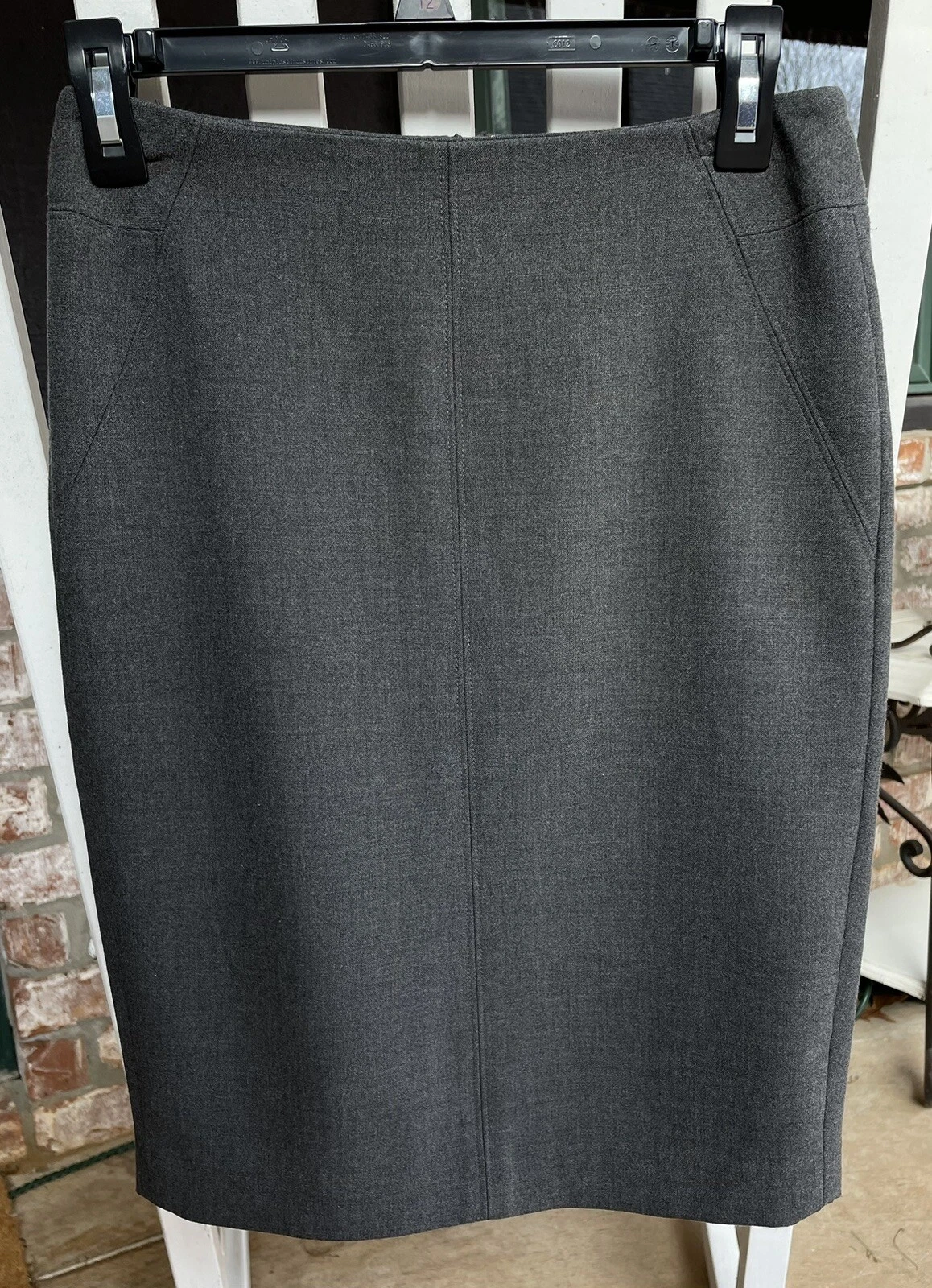 ✅Ann Taylor LOFT Womens sz 00 Gray Career Skirt Curvy Pencil Straight w/ Slit