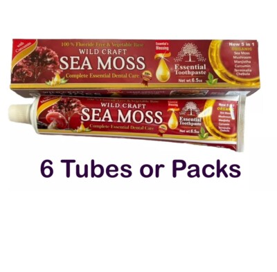 6 Pk Wild-Craft Sea Moss Toothpaste By Essential Palace 5 in 1, Vegetable Base
