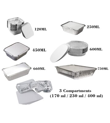 Lebensmittelbehälter aus Aluminiumfolie mit Deckel perfekt für den Heimgebrauch SORTIERT