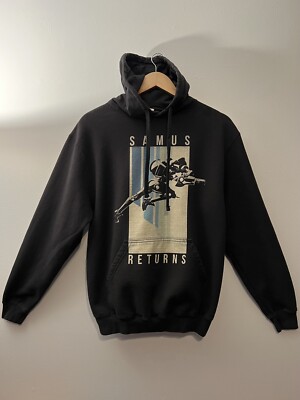 Rare-Official Nintendo Samus Returns Metroid black hoodie sz M