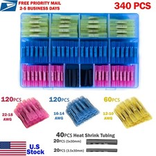340 PCS 22-10 AWG Heat Shrink Butt Wire Connectors Automotive Crimp Terminals