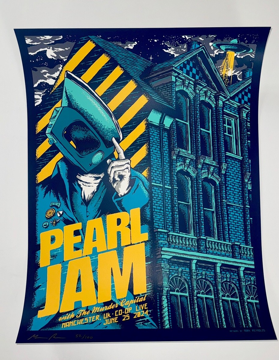 Pearl Jam Manchester UK Poster 2024 AP Signed Official Silkscreen