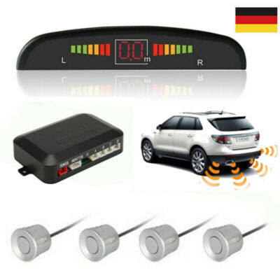 4 Sensoren Silber Einparkhilfe mit Display Rückfahrwarner Auto Parkhilfe PDC 