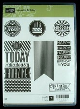 Stampin Up AMAZING BIRTHDAY 134228 Stamp Kit Unused Open Box Complete